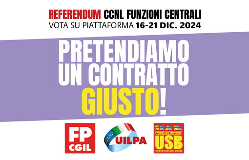 Referendum Fp Cgil, Uil Pa e Usb PI, sul rinnovo del contratto collettivo nazionale degli statali