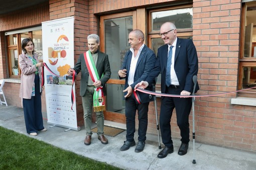 Da sn: il sindaco di Aosta, Gianni Nuti; il pres. di CSS, Claudio Latino; il pres. della Regione, REnzo Testolin