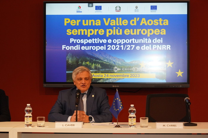L’Assesseur  des affaires européennes, de l´innovation, du PNRR et des politiques nationales de la montagne Lucien Caveri