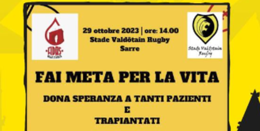 &quot;Fai meta per la vita&quot;, protocollo d'intesa tra Donatori Fidas VDA e Stade Rugby