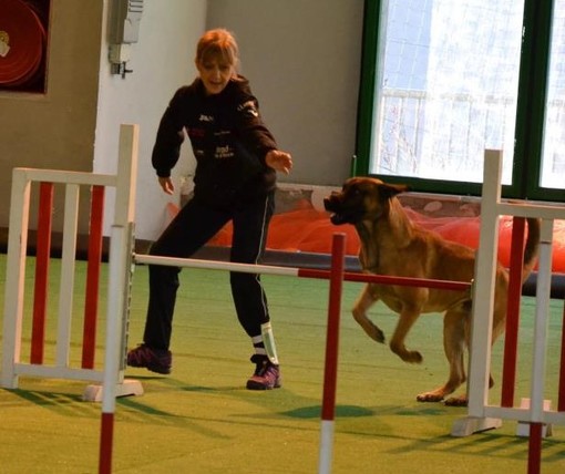 Laura Mascotto mentre addestra un suo cane