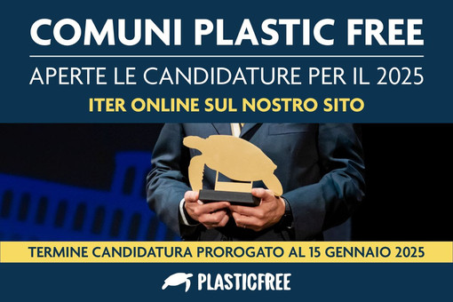 Proroga fino al 15 gennaio per le candidature per divenire “Comune Plastic Free 2025”