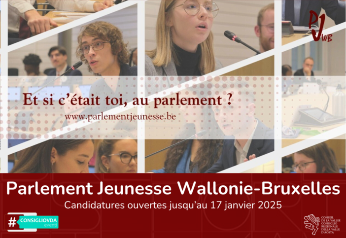 Parlement Jeunesse 2025 Wallonie-Bruxelles: avis de concours à l'intention des jeunes valdôtains