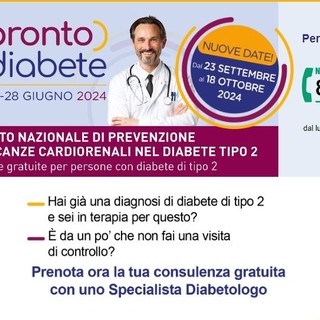 Riprende “Pronto Diabete”, campagna di prevenzione delle complicanze